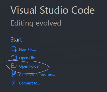 Opening a New Folder